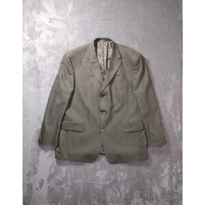 Oscar de la Renta Men's Suit Jacket Size 48R Plaid Wool Career Business Formal